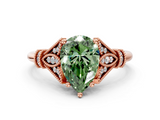 Rose gold Fancy Green Pear  Brilliant Solitaire with Pave Band and Four-Prong Setting_20
