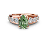 Rose gold Fancy Green Pear  Brilliant Solitaire with Side Stones on a Pave Band and Four-Prong Setting_24