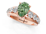 Rose gold Fancy Green Pear  Brilliant Solitaire with Side Stones on a Pave Band and Four-Prong Setting_25