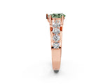 Rose gold Fancy Green Pear  Brilliant Solitaire with Side Stones on a Pave Band and Four-Prong Setting_26