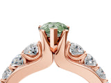 Rose gold Fancy Green Pear  Brilliant Solitaire with Side Stones on a Pave Band and Four-Prong Setting_53