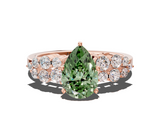 Rose gold Fancy Green Pear  Cluster Diamond Engagement Ring with Pavé Band and Four-Prong Setting_51