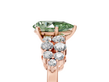 Rose gold Fancy Green Pear  Cluster Diamond Engagement Ring with Pavé Band and Four-Prong Setting_56