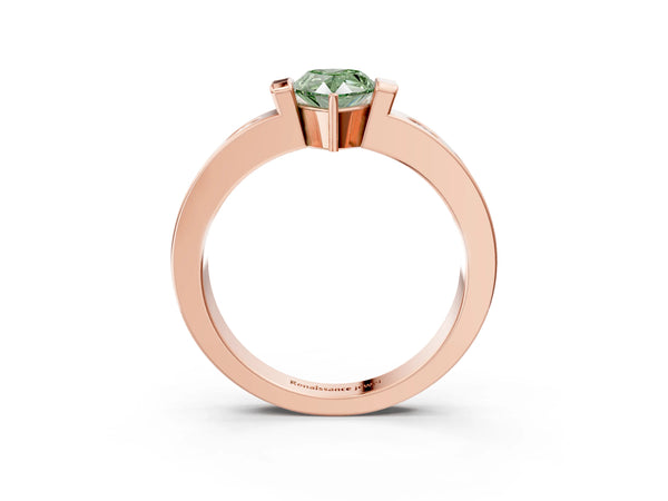 Rose Gold Pear-Shaped Tension Style Engagement Ring Setting for Fancy Green Center
