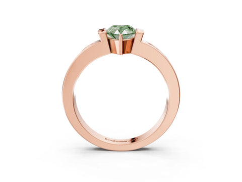 Rose gold Fancy Green Pear Cut Brilliant Channel-Set Diamond Ring with Bezel Prong Setting_3