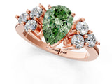 Rose gold Fancy Green Pear Cut Brilliant Diamond Cluster Accent Solitaire Ring with Prong Setting_1