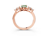 Rose gold Fancy Green Pear Cut Brilliant Diamond Cluster Accent Solitaire Ring with Prong Setting_3