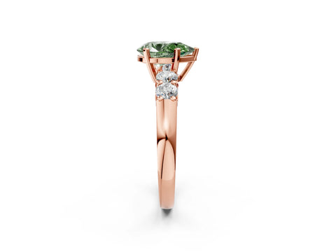 Rose gold Fancy Green Pear Cut Brilliant Diamond Five-Stone Engagement Ring with Prong Setting on a Classic Band_5