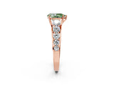 Rose gold Fancy Green Pear Cut Brilliant Diamond Pavé Band with Six-Prong Setting_2