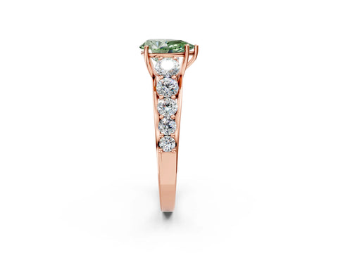 Rose gold Fancy Green Pear Cut Brilliant Diamond Pavé Band with Six-Prong Setting_2