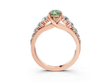 Rose gold Fancy Green Pear Cut Brilliant Diamond Pavé Band with Six-Prong Setting_3