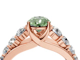 Rose gold Fancy Green Pear Cut Brilliant Diamond Pavé Band with Six-Prong Setting_4