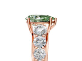 Rose gold Fancy Green Pear Cut Brilliant Diamond Pavé Band with Six-Prong Setting_5