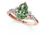 Rose gold Fancy Green Pear Cut Brilliant Diamond Solitaire Ring with Pear Side Stones and Four-Prong Setting_4
