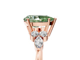 Rose gold Fancy Green Pear Cut Brilliant Diamond Solitaire Ring with Pear Side Stones and Four-Prong Setting_8