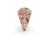 Rose gold Fancy Green Pear Cut Brilliant Halo Pave Diamond Milgrain Ring_2