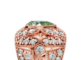 Rose gold Fancy Green Pear Cut Brilliant Halo Pave Diamond Milgrain Ring_5