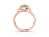 Rose gold Fancy Green Pear Cut Brilliant Solitaire Diamond Ring with Channel Set Band and Bar Prong Setting_15