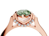 Rose gold Fancy Green Pear Cut Brilliant Solitaire Diamond Ring with Channel Set Band and Bar Prong Setting_16