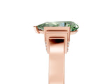 Rose gold Fancy Green Pear Cut Brilliant Solitaire Diamond Ring with Channel Set Band and Bar Prong Setting_17