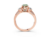 Rose gold Fancy Green Pear Cut Brilliant Three-Stone Diamond Ring with Pavé Band and Four-Prong Setting_6