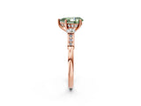 Rose gold Fancy Green Pear Cut Brilliant Three-Stone Pave Band with Four-Prong Setting_2