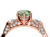 Rose gold Fancy Green Pear Cut Brilliant Three-Stone Pave Band with Four-Prong Setting_4