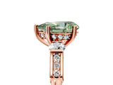 Rose gold Fancy Green Pear Cut Brilliant Three-Stone Pave Band with Four-Prong Setting_5