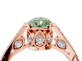 Rose gold Fancy Green Pear  Cut Cathedral Pave Diamond Engagement Ring with Six-Prong Setting_23