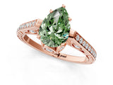 Rose gold Fancy Green Pear  Cut Cathedral Pave Diamond Engagement Ring with Six-Prong Setting_78
