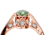 Rose gold Fancy Green Pear  Cut Cathedral Pave Diamond Engagement Ring with Six-Prong Setting_81