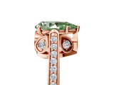 Rose gold Fancy Green Pear  Cut Cathedral Pave Diamond Engagement Ring with Six-Prong Setting_82