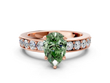 Rose gold Fancy Green Pear  Cut Channel Set Diamond Engagement Ring with Four-Prong Setting_223