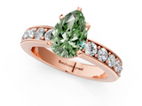 Rose gold Fancy Green Pear  Cut Channel Set Diamond Engagement Ring with Four-Prong Setting_224