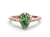 Rose gold Fancy Green Pear  Cut Channel Set Solitaire Engagement Ring with Four-Prong Setting_207