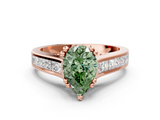 Rose gold Fancy Green Pear  Cut Channel Set Solitaire Engagement Ring with Prong Setting_20