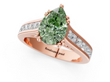 Rose gold Fancy Green Pear  Cut Channel Set Solitaire Engagement Ring with Prong Setting_21