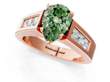 Rose gold Fancy Green Pear Cut Cut Channel Set Solitaire Ring with Four-Prong Setting_1