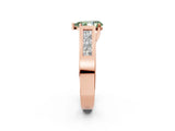Rose gold Fancy Green Pear Cut Cut Channel Set Solitaire Ring with Four-Prong Setting_2