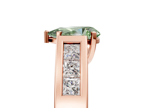 Rose gold Fancy Green Pear Cut Cut Channel Set Solitaire Ring with Four-Prong Setting_5