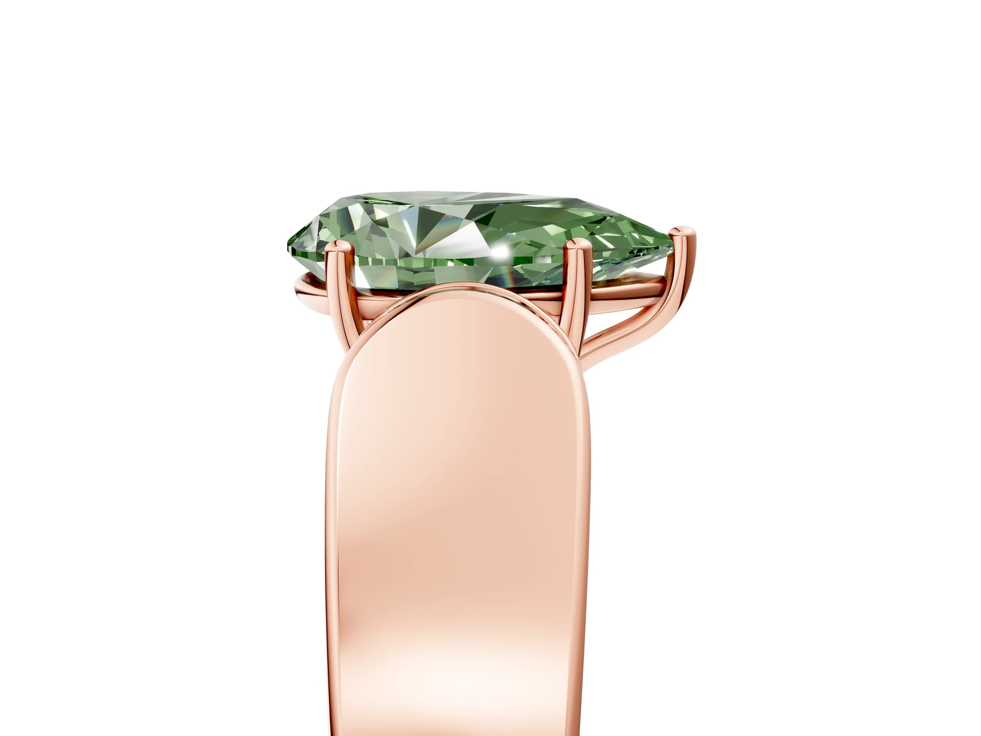 Rose gold Fancy Green Pear Cut Cut Diamond Channel Set Solitaire Ring with Four-Prong Setting_5