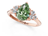 Rose gold Fancy Green Pear Cut Cut Diamond Cluster Ring with Solitaire Band and Four-Prong Setting_13