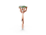 Rose gold Fancy Green Pear Cut Cut Diamond Cluster Ring with Solitaire Band and Four-Prong Setting_14