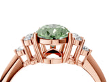 Rose gold Fancy Green Pear Cut Cut Diamond Cluster Ring with Solitaire Band and Four-Prong Setting_16