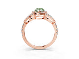 Rose gold Fancy Green Pear Cut Cut Diamond Halo Engagement Ring with Open Split Pavé Band_3