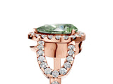 Rose gold Fancy Green Pear Cut Cut Diamond Halo Engagement Ring with Open Split Pavé Band_5