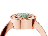 Rose gold Fancy Green Pear Cut-Cut Diamond Halo Engagement Ring with Pave Band and Prong Setting_4