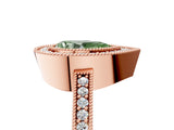 Rose gold Fancy Green Pear Cut-Cut Diamond Halo Engagement Ring with Pave Band and Prong Setting_5