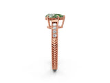 Rose gold Fancy Green Pear Cut Cut Diamond Milgrain Pave Band Four-Prong Setting Ring_5