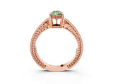 Rose gold Fancy Green Pear Cut Cut Diamond Milgrain Pave Band Four-Prong Setting Ring_6